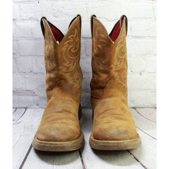 Rocky Brown Leather Pull On Mid Calf Western Cowboy Boots Size 12 M - Picture 4 of 10